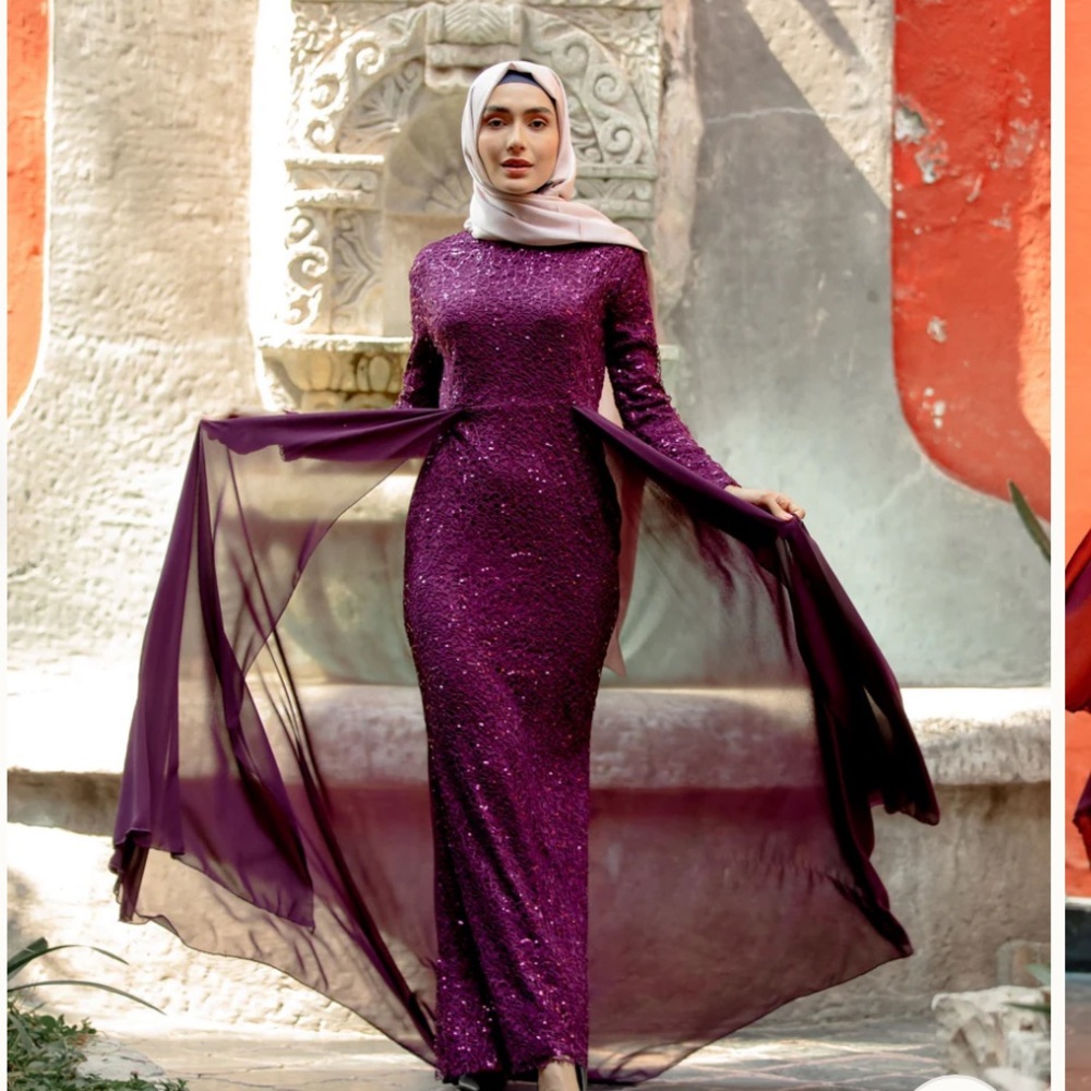 Urban Modesty LACE WITH ATTACHED CHIFFON ATTACHED SKIRT GOWN